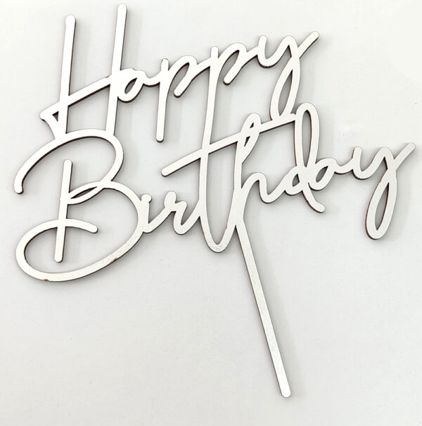 Letrero para pastel Happy Birthday Plata Mod. No. 16