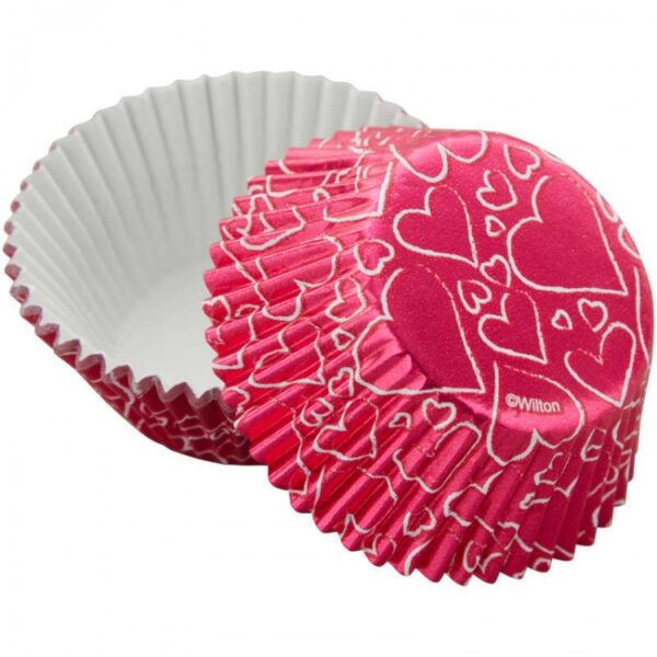 Capacillo Estándar Rosa Corazones 24 Pzas. Wilton y Oz