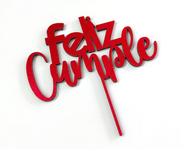 Letrero Mini para pastel Feliz cumpleaños Rojo Mod. No. 17