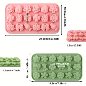 Molde silicón flores y moños 18 cavidades