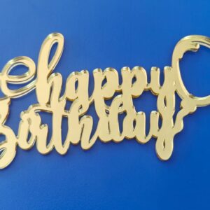 happy B letrero acrilico dorado 12 cm