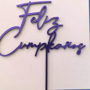 Letrero mini para pastel Feliz cumpleaños Morado Mod. No. 8