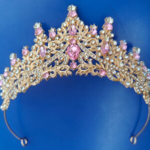 Tiara de Metal con Brillos, media luna, tamaño grande